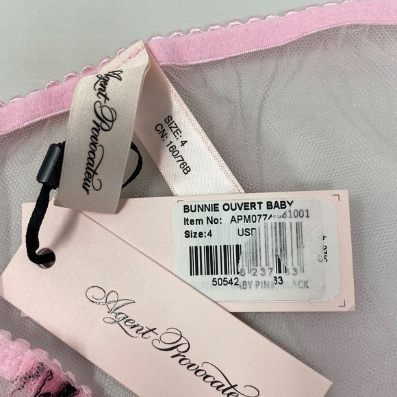 Agent Provocateur Bunnie Baby Pink Ouvert Brief AP4 Large NWT - Picture 7 of 7